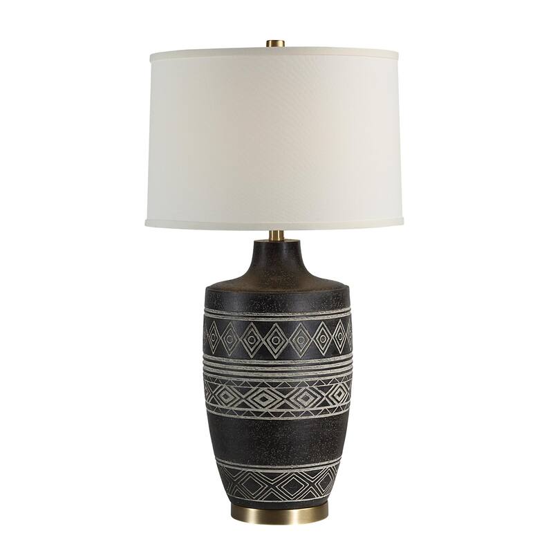 Geometric Motif Table Lamp with Tapered Shade - 30.5" - Black