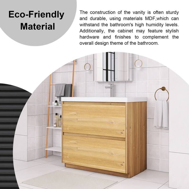 Floating Bathroom Vanity with Integrated Resin Top