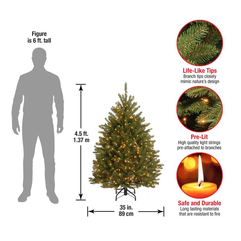National Tree Company 4.5 ft. Fir Pre-lit or Unlit Artificial Hinged Tree - 4.5 Foot