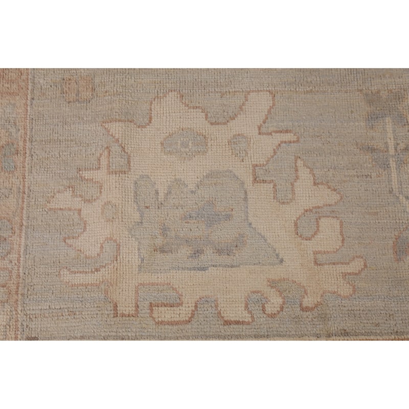 Hand Knotted Oriental 100% Wool Carpet Transitional All-Over Beige & Ivories Oushak Area Rug - 13' 11'' X 10' 1''