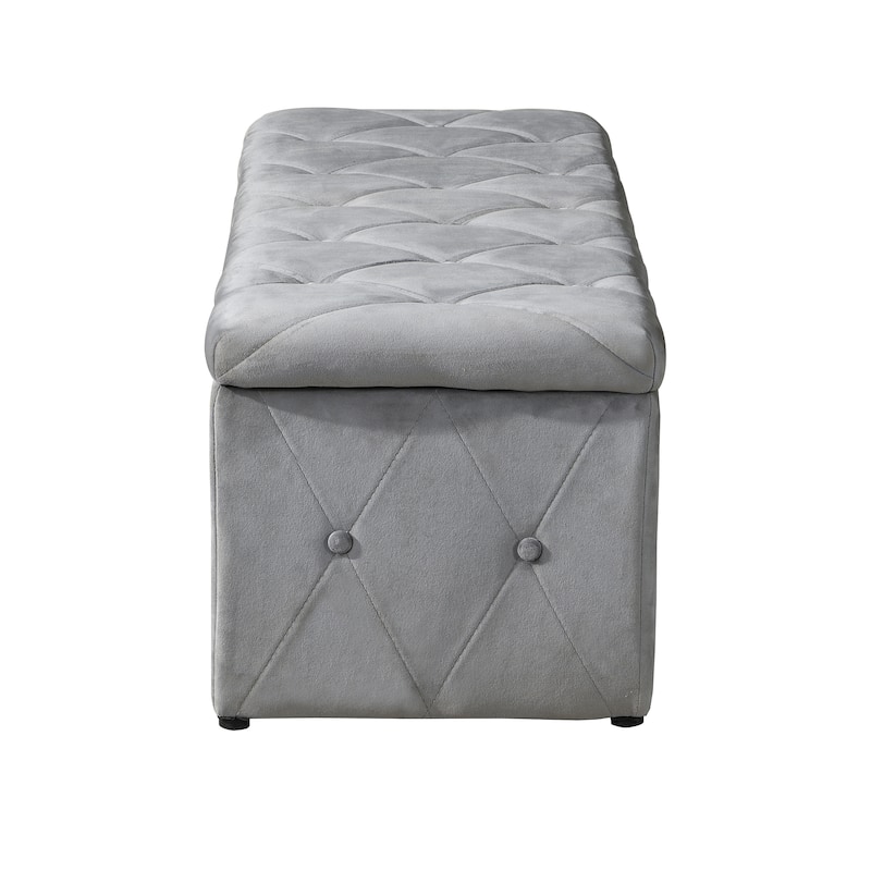 Rectangular Storage Ottoman Short velvet with 2 Set Ottomans