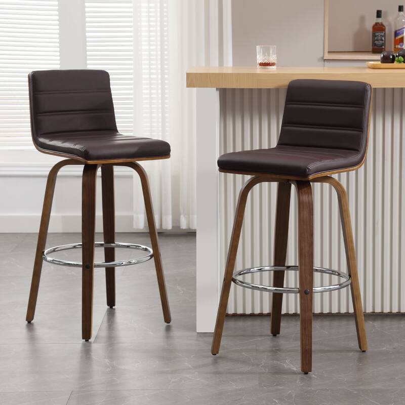 Faux Leather Upholstered Swivel Bar Stools, Counter Stool