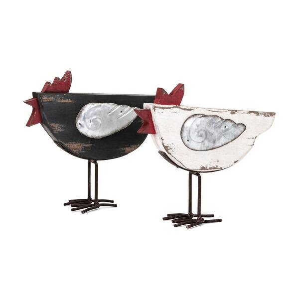 Shop Set Of 2 Black And White Distress Finished Chicken Figures