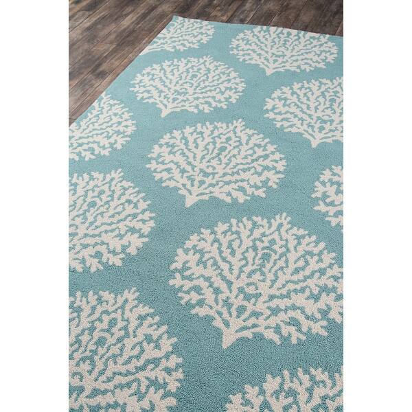 Shop Momeni Veranda Aqua Coral Reef Indoor Outdoor Rug 8 X 10