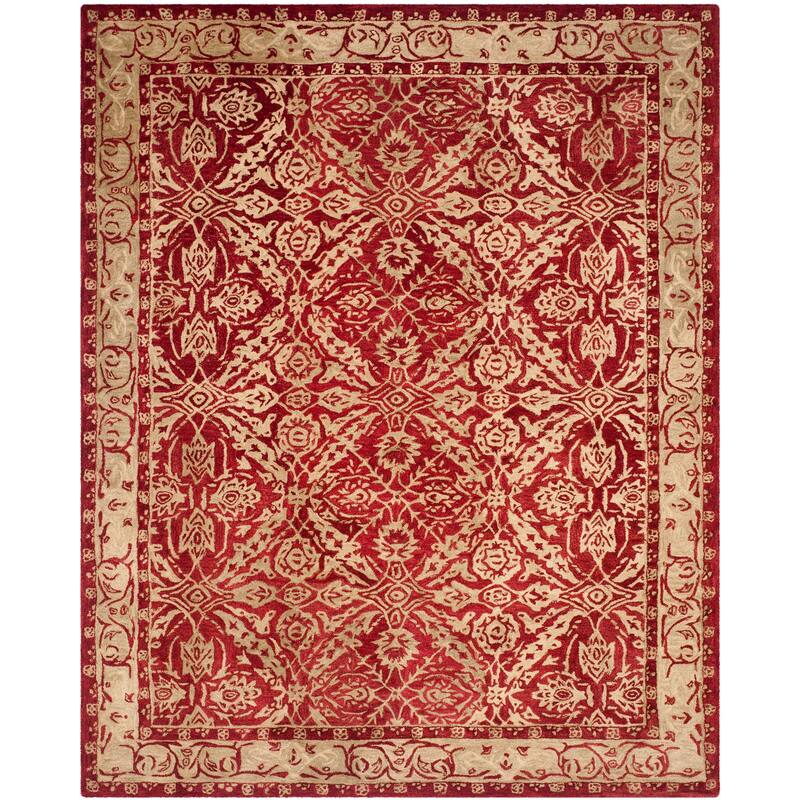 SAFAVIEH Handmade Anatolia Doro Traditional Oriental Hand-spun Wool Rug - 8' x 10' - Red/Ivory