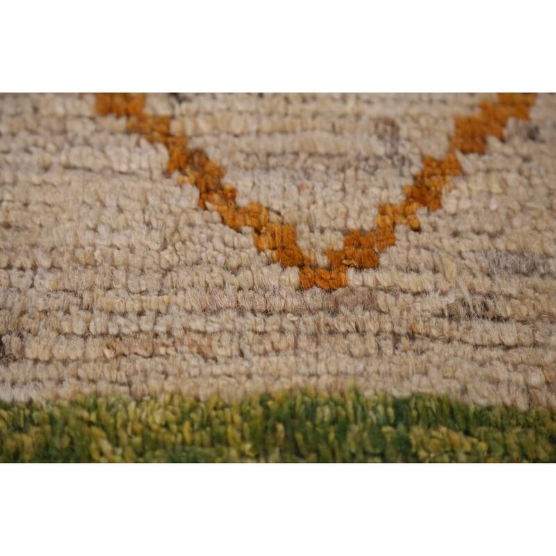 Moroccan Oriental Large Rug Handmade Modern Beige Wool Carpet - 9'11" x 13'8"