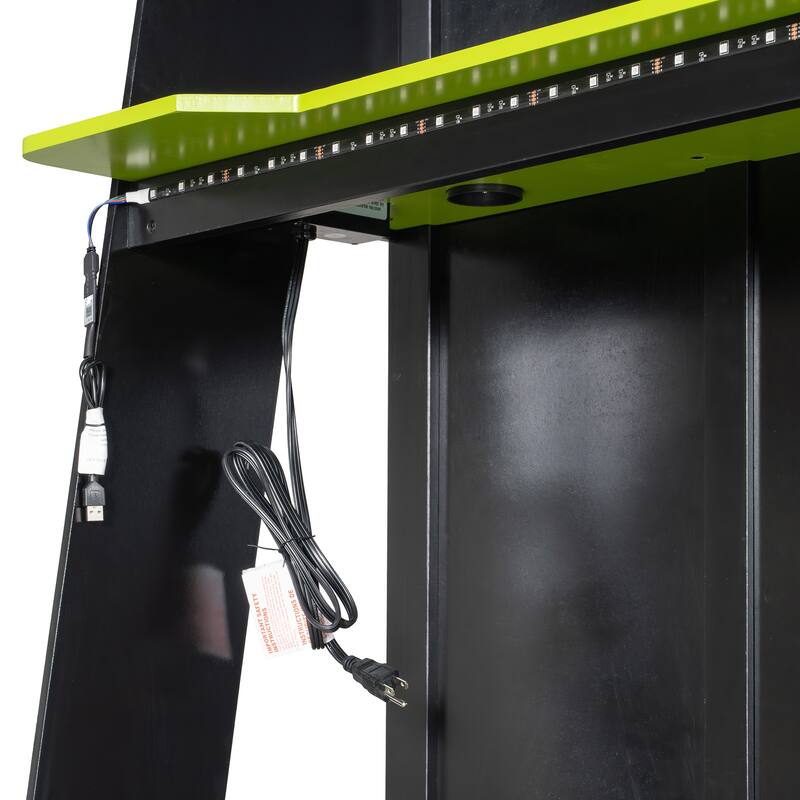 L Shaped Twin Gaming Bed with RGB LED Lights and Storage Shelves