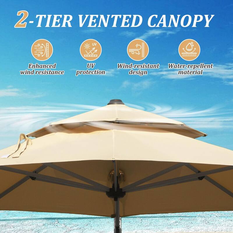 Aluminum Patio Umbrella - 360° Rotation, Hydraulic Lift