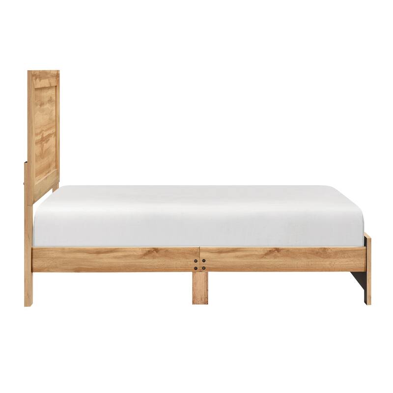 Rustic Natural Finish Twin Bed Frame with Headboard and Footboard, Easy Assembly, Ships in One Box