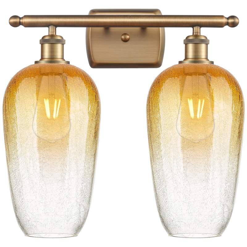 Innovations Lighting 516-2W-16-17 Brookhaven Flute Vanity Brookhaven - Brushed Brass / Amber