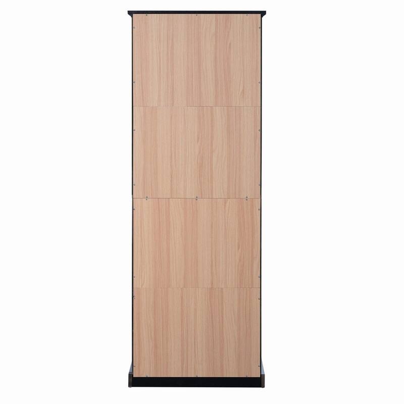 Modern 67.2"H Bathroom Storage Cabinet with Glass Doors Adjustable Shelves and Soft-Close Drawer