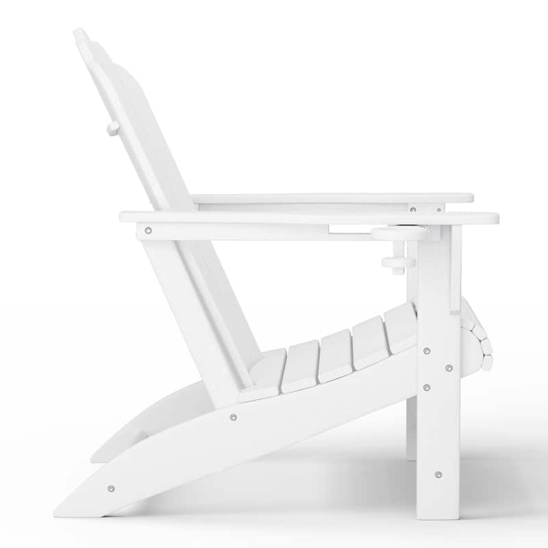 Aderson Outdoor Patio Adirondack Chair with Side Table and Coffee Table 4-Piece Conversation Set