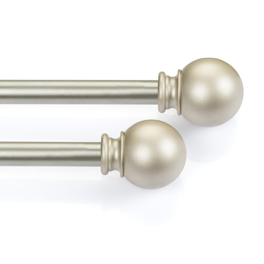 Deco Window 2 Pack Single Curtain Rod with Ball Finials & Brackets Set - 28" to 48", 5/8 Inch Diameter, Nickel - 28 to 48 inches
