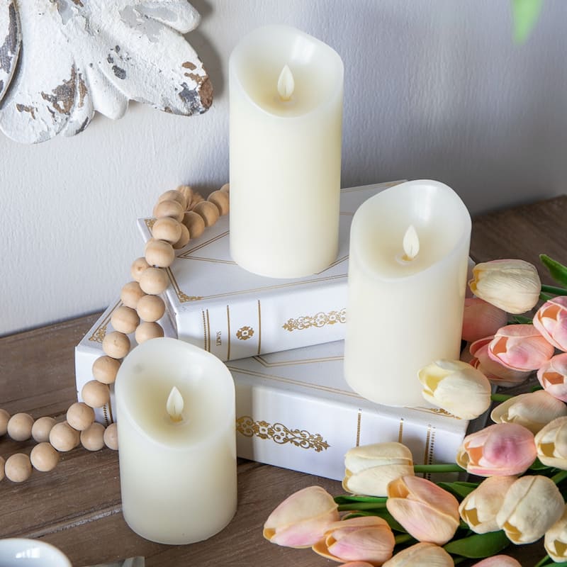 3 Piece Flickering LED Candles with Remote Timer