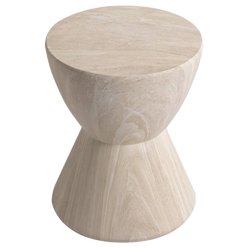 Loft 14-Inch Modern Round Accent Fiberstone Side Table for Indoor Outdoor Patio, Living Room, or Home Office