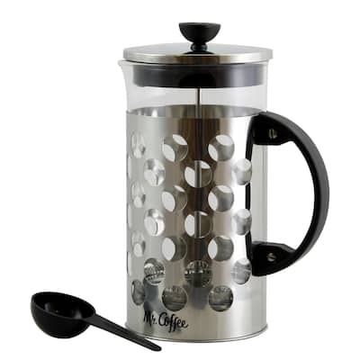 32 Ounce Silver Glass Coffee French Press