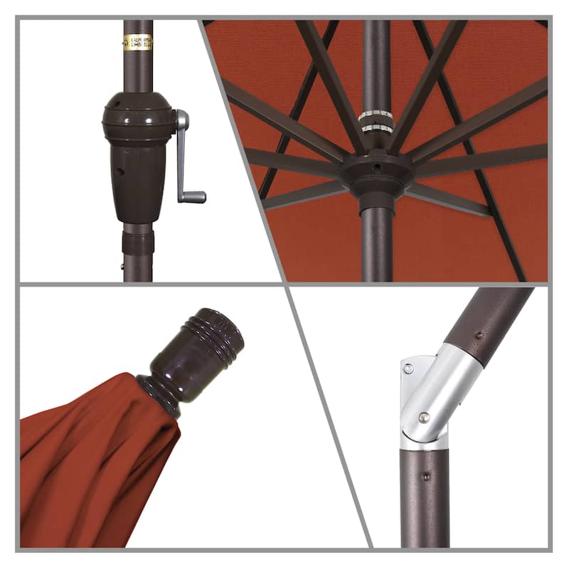 California Umbrella 11' Rd Sunset Series Patio Umbrella Bronze Aluminum Frame Crank Lift Auto Tilt Sunbrella