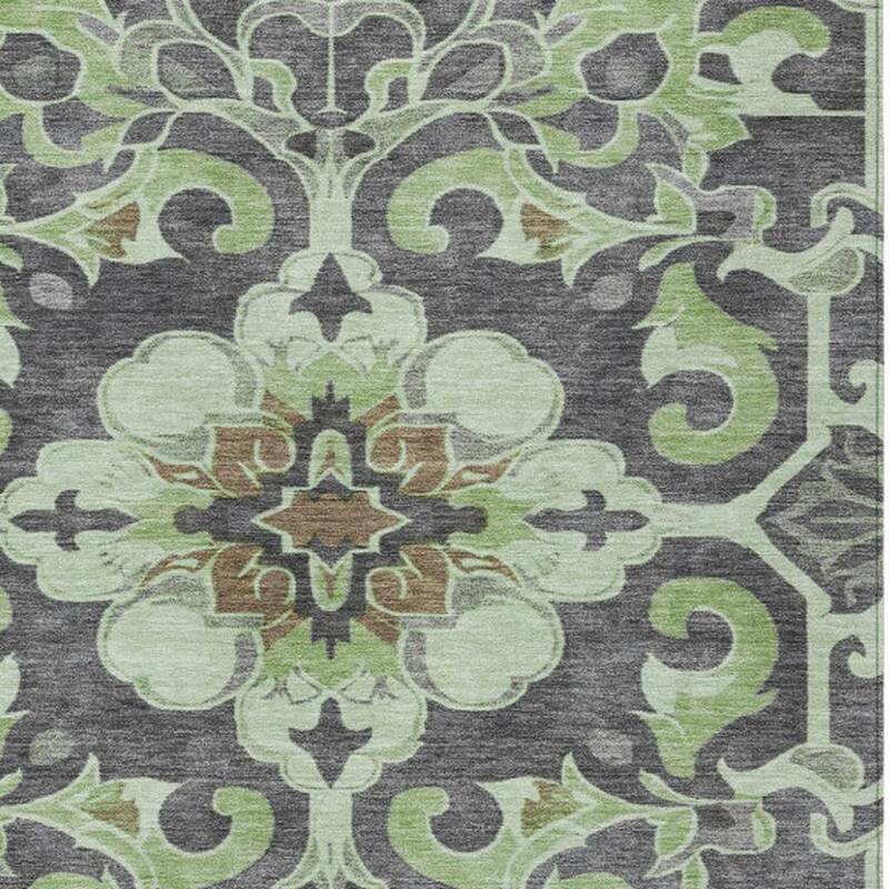 HomeRoots Damask Traditional Rectangle Outdoor Rug