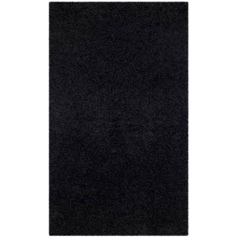 SAFAVIEH Laguna Shag Verdiana Solid Color 2-inch Thick Rug. - 3' x 5' - Black - Rectangle