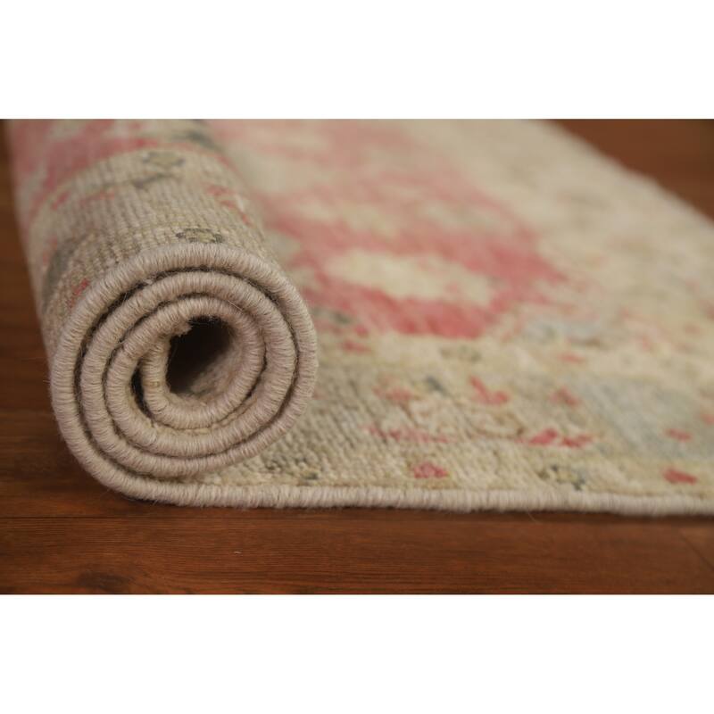 Geometric Oushak Turkish Oriental Rug Wool Hand-knotted Bedroom Carpet - 2'11" x 3'7"