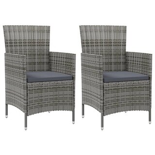 Patio Chairs with Cushions 2 pcs Poly Rattan Gray - Bed Bath & Beyond ...