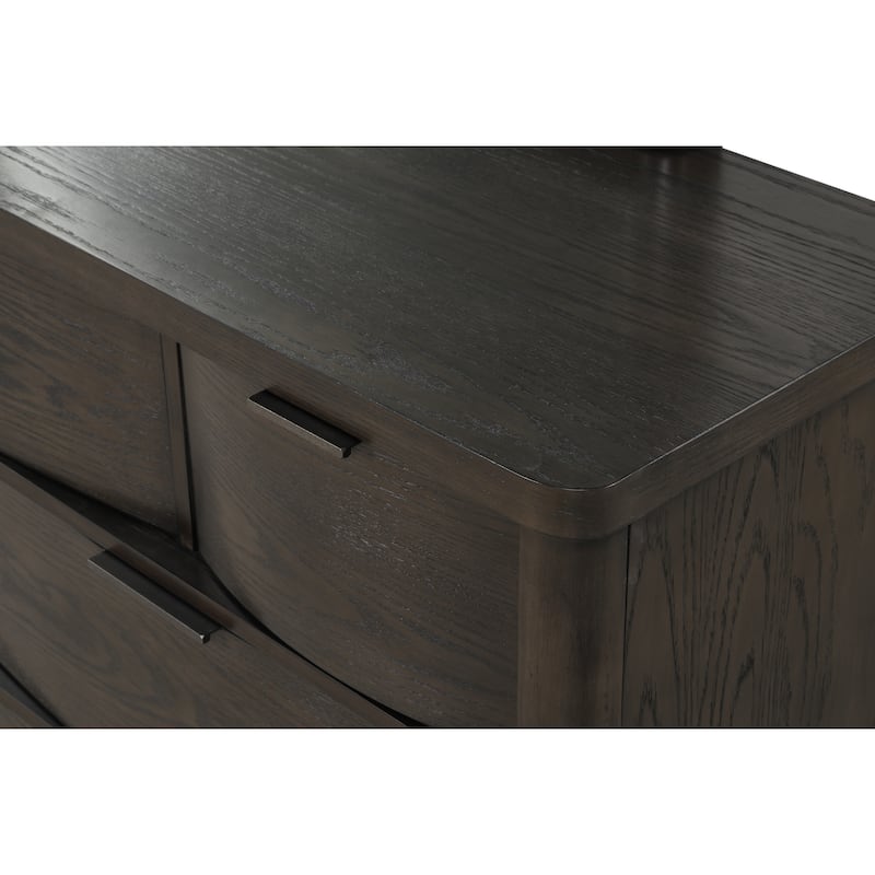 Roundhill Furniture Belani Wood Panel Bed Set, Bed, Dresser, Mirror, and Two Nightstands, Espresso