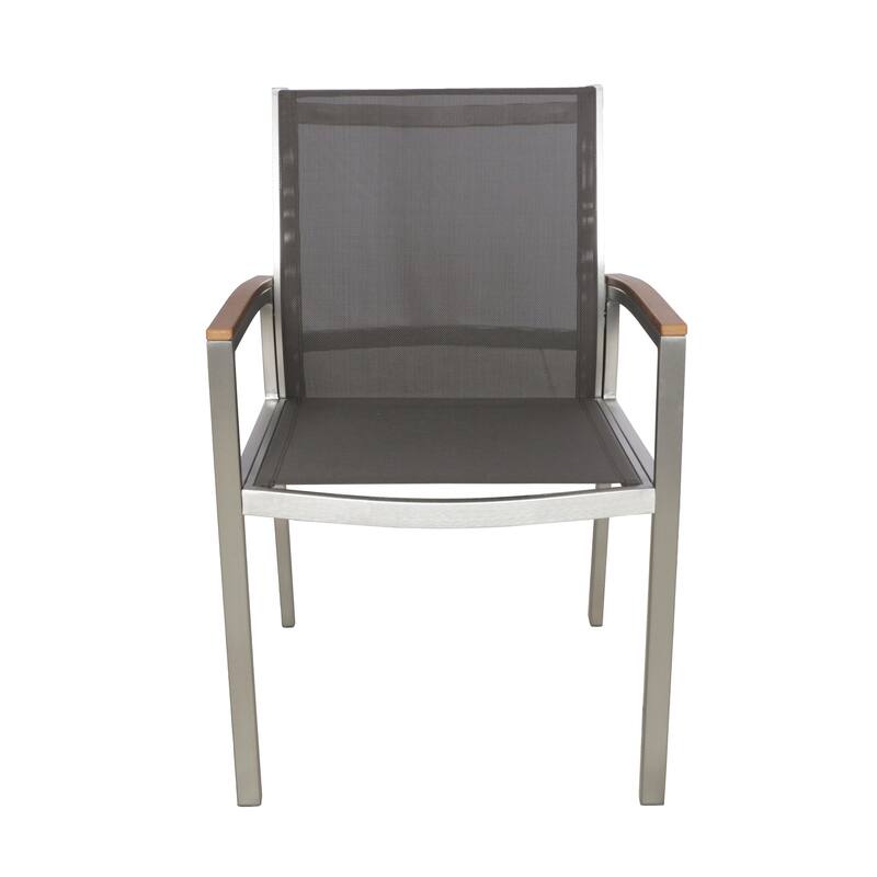 Luton Aluminum Outdoor Dining Chairs with Faux Wood Accents by Christopher Knight Home