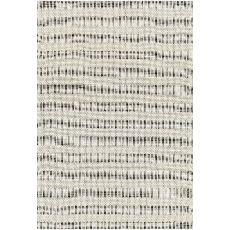 Livabliss Nevada Handmade Farmhouse Stripe Wool Blend Area Rug - Cream/Black - 6' x 9'