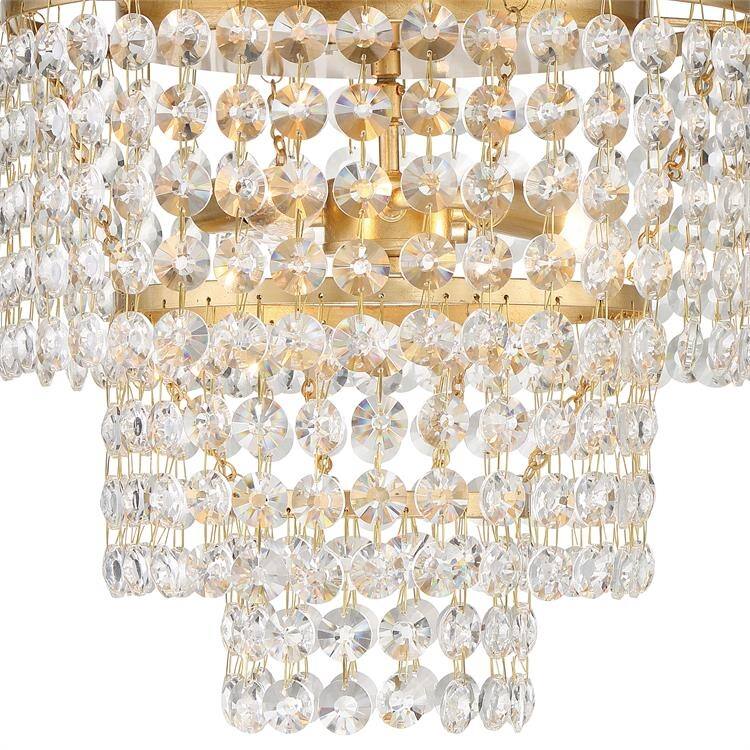 Gabrielle 3 Light Antique Gold Ceiling Mount - 14'' W x 13'' H