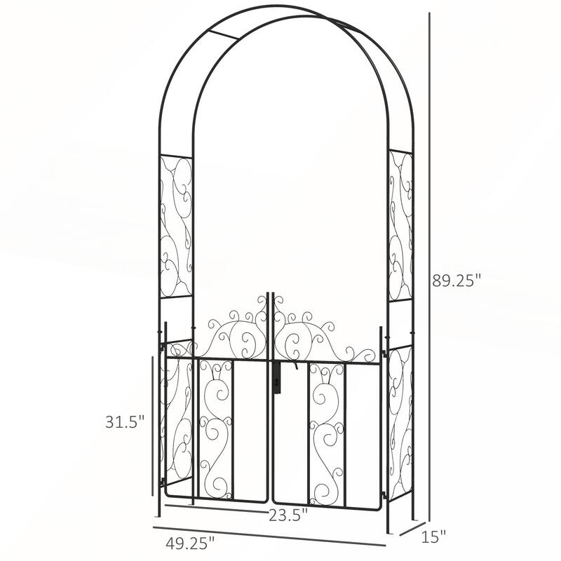 Outsunny Metal Garden Arch with Gate for Climbing Plants