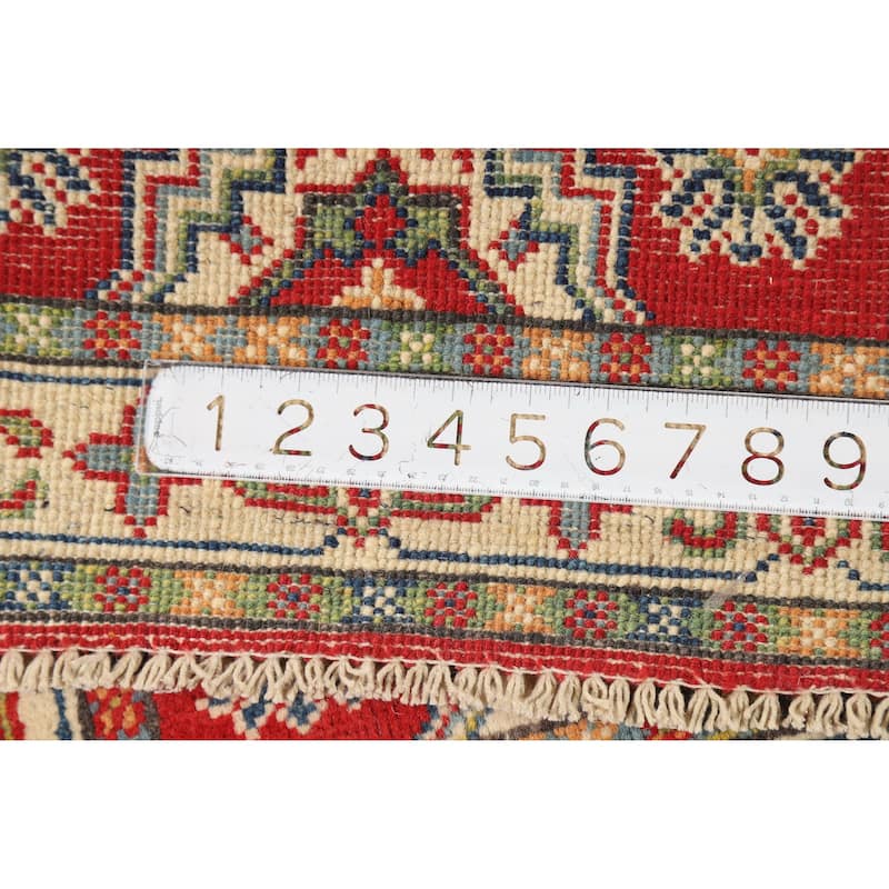 Hand Knotted Oriental 100% Wool Carpet Traditional Geometric Red Kazak Area Rug - 3' 0'' X 2' 0''