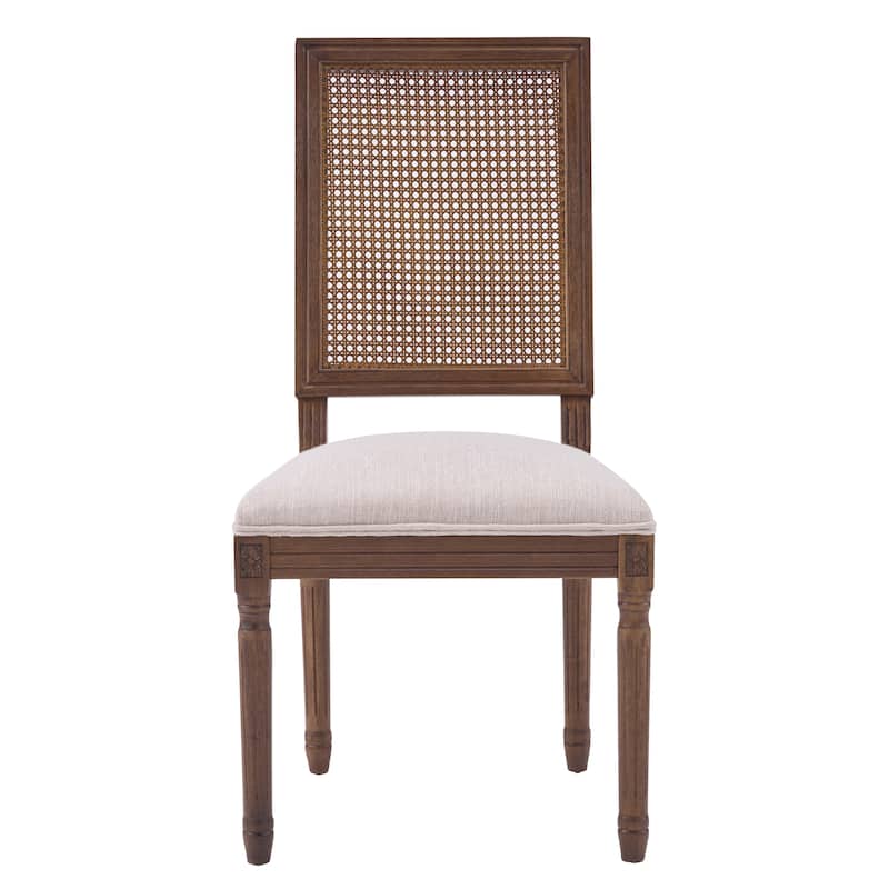 Christopher Knight Home - French Country Dining Chairs Set with Elegant Cane Backrest & Upholstered Seats with Fluted Legs
