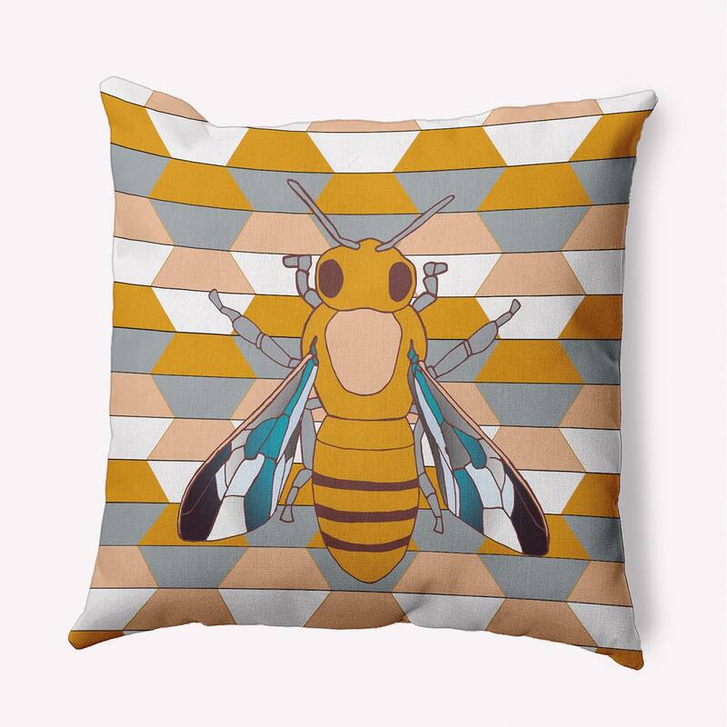 Bee and Comb Indoor/Outdoor Throw Pillow - Mango - 18" x 18"