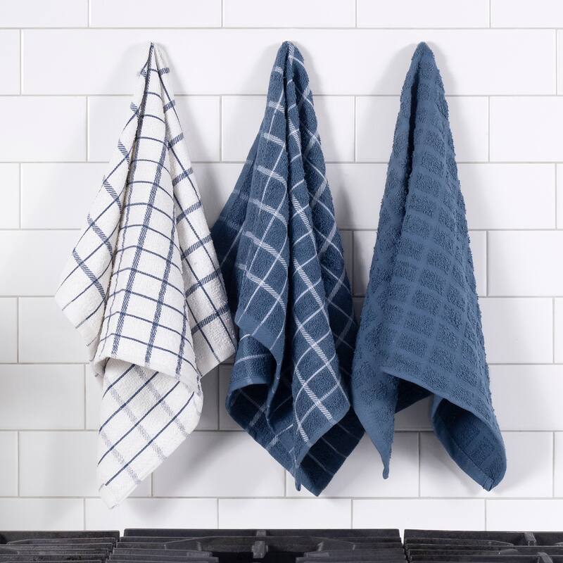 RITZ Cotton Terry Check Kitchen Towels (Set of 3)