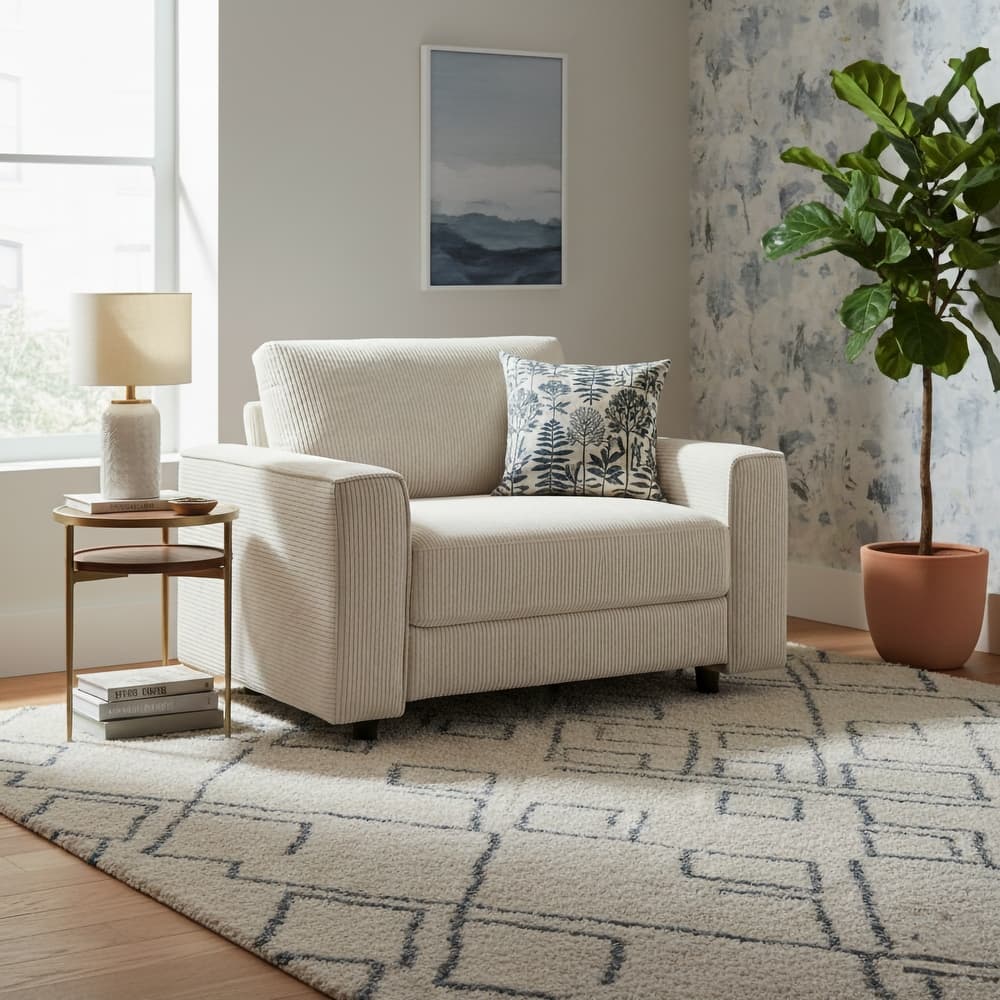 Modern Contemporary Upholstered Corduroy Plush Tufted Chair