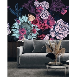 Dark Flowers Wallpaper - Bed Bath & Beyond - 34986780