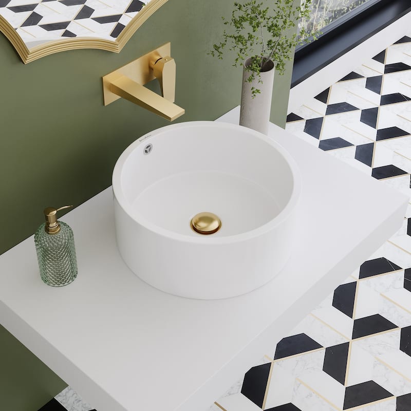 Monaco 36" Floating Bathroom Shelf With Vessel Sink In Glossy White - 23.75" x 21.81" x 9.49"
