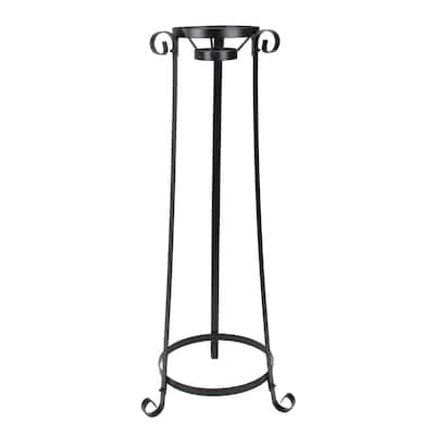 23.75" Black Standing Tower Garden Gazing Ball Outdoor Patio Stand