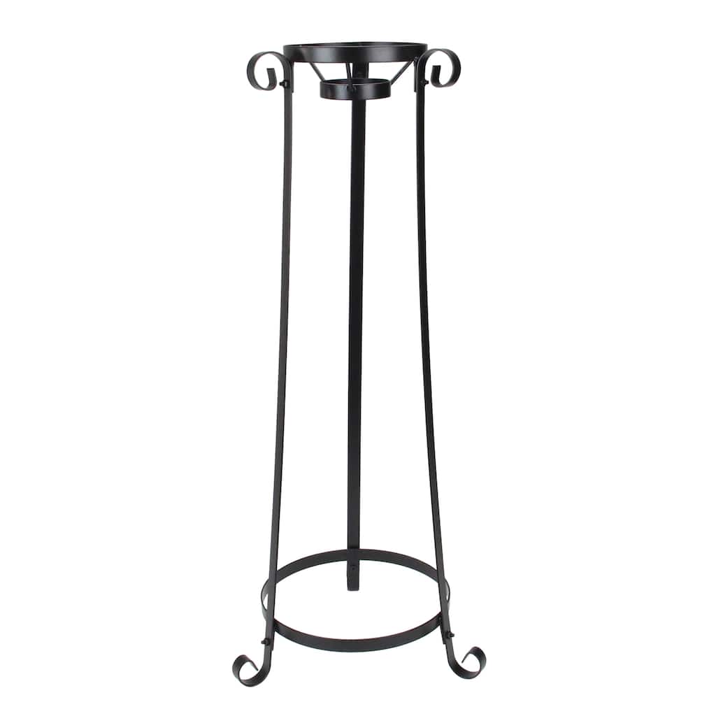 23.75" Black Standing Tower Garden Gazing Ball Outdoor Patio Stand