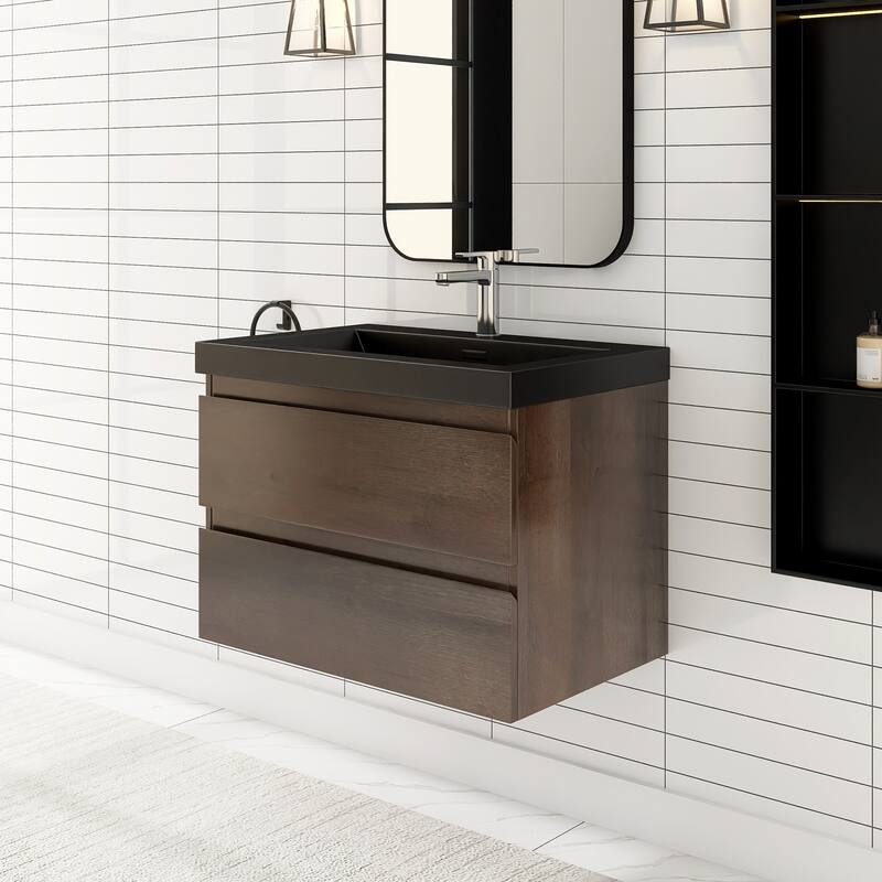 Floating Bathroom Vanity with Quartz Sand Top