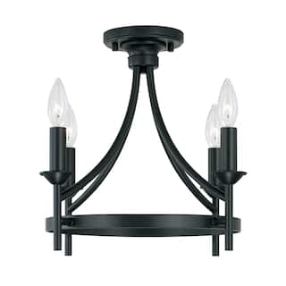 Peyton 4-light Matte Black Dual Mount Semi-Flush/ Pendant