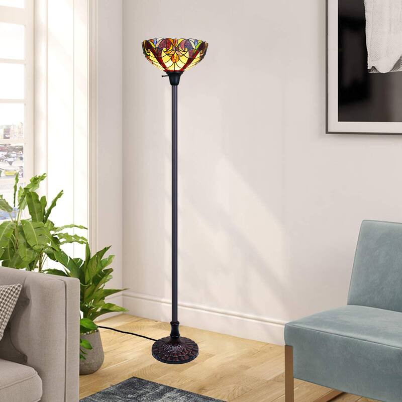 Tiffany-Style Victorian Design Dark Bronze Floor Lamp