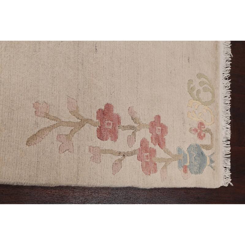 Vegetable Dye Nature Print Nepalese Wool Area Rug Hand-knotted Carpet - 5'6" x 7'7"