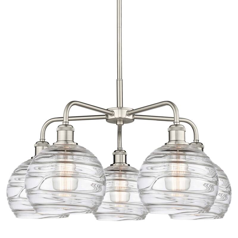 Innovations Lighting 516-5CR-16-26 Athens Deco Swirl Chandelier Athens - Satin Nickel / Clear Deco Swirl
