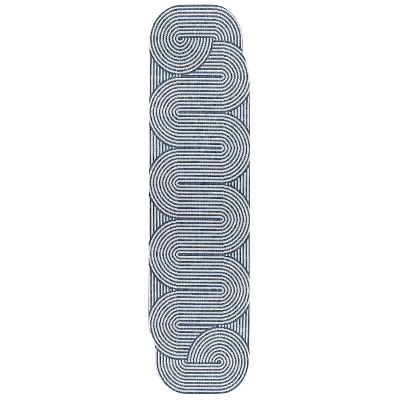 Margot Modern Geometric Arch Stripe Indoor/Outdoor Shaped Area Rug
