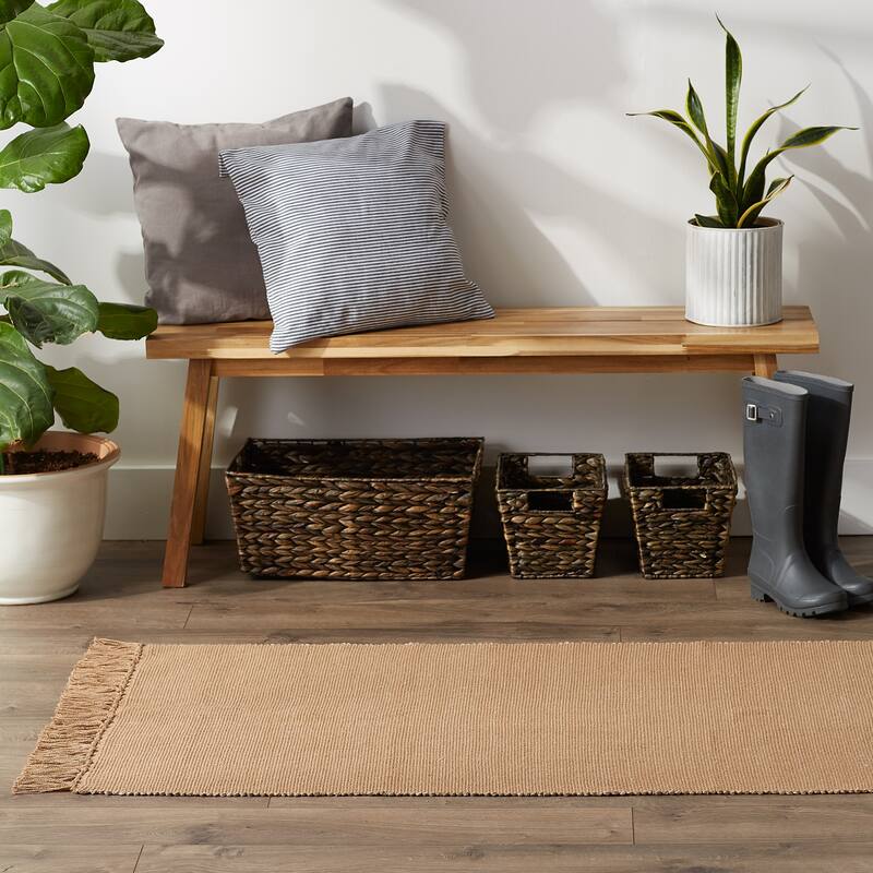 DII Gray and Off White 2-Tone Ribbed Rug 2x3 Ft - 24.0 In. L X 36.0 In. W X 0.2 In. H