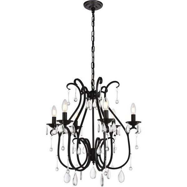 Elegant Lighting 25 X 22 In Regan 6 Light Dark Bronze Chandelier Elegant Lighting 25 X 22 In Regan 6 Light Dark Bronze Chandelier