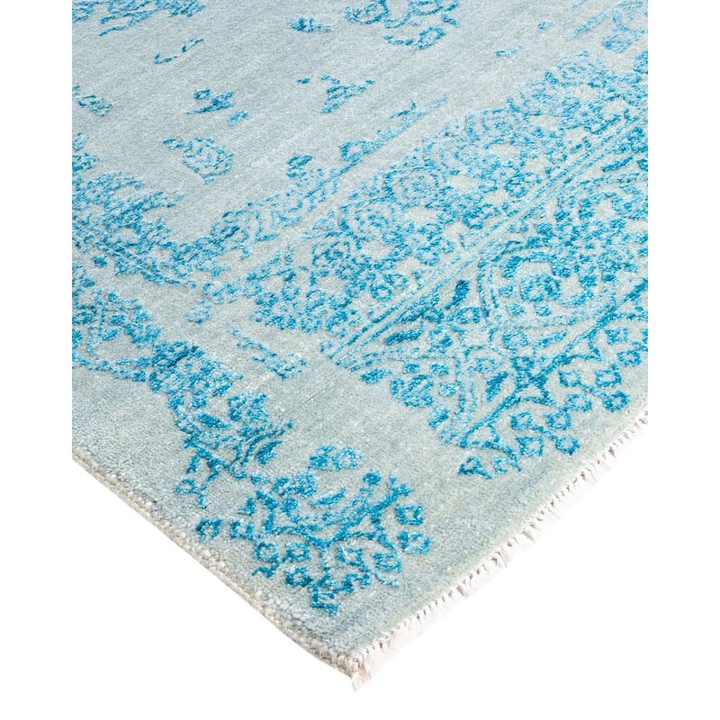 Ikat One-of-a-Kind Hand-Knotted Area Rug - Gray, 8' 1" x 9' 10" - 8' 1" x 9' 10"