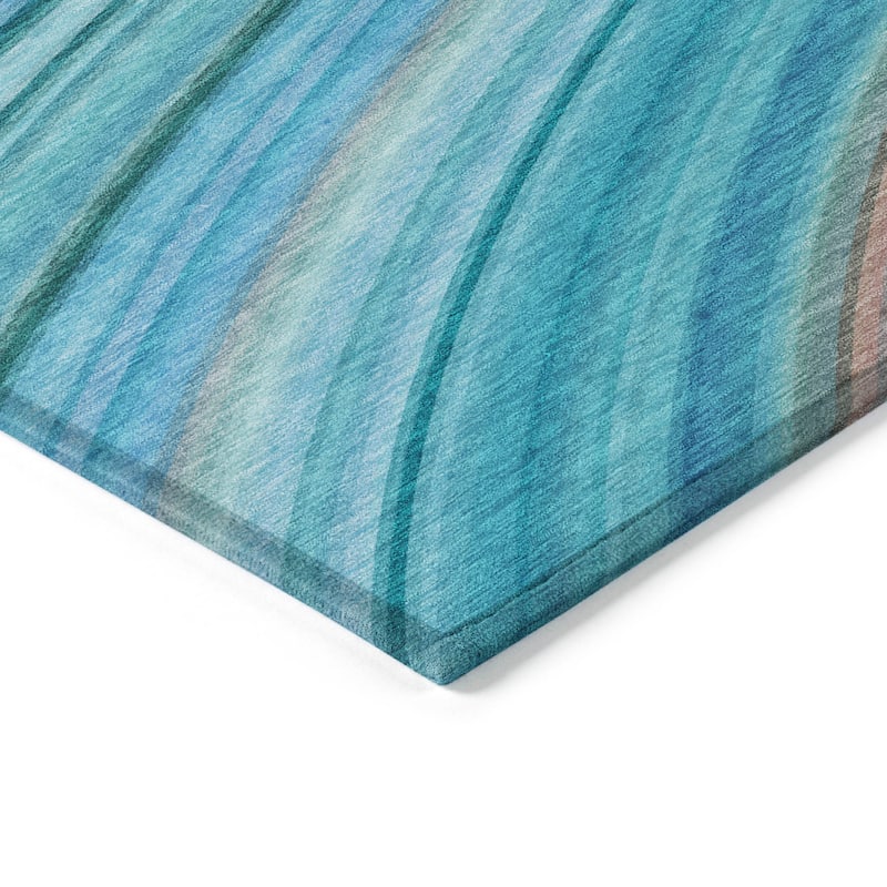 Machine Washable Indoor/ Outdoor Chantille Modern Burst Rug