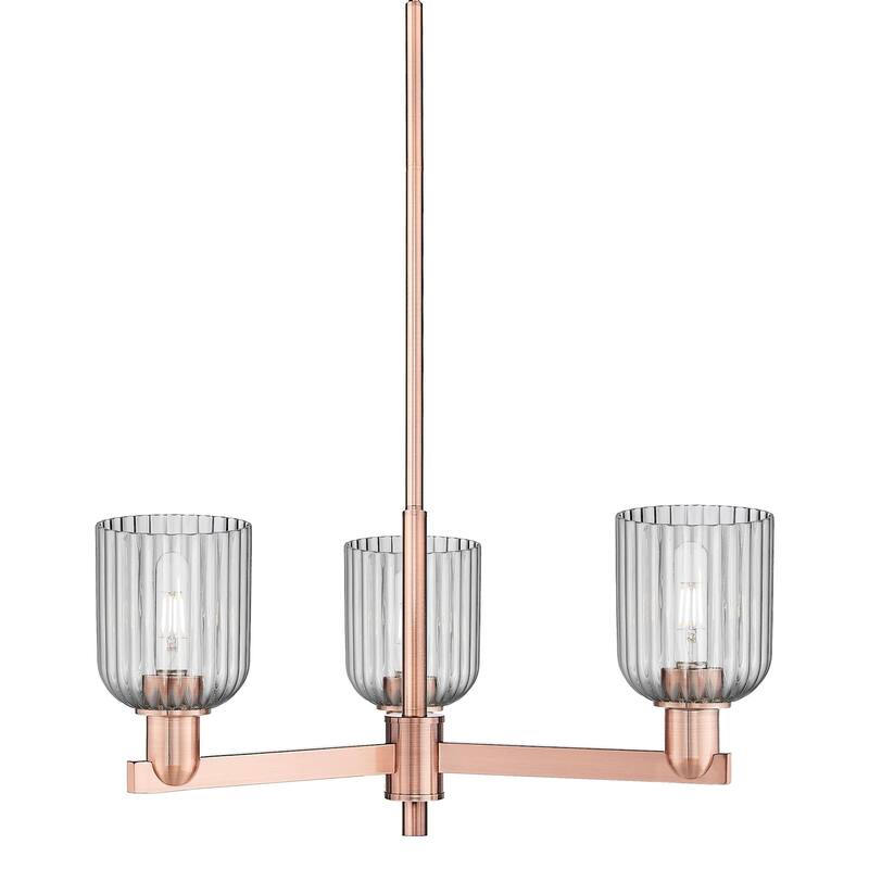 Innovations Lighting 716-3CR-9-18 Bridal Veil Chandelier Bridal Veil 3 - Antique Copper / Light Smoke